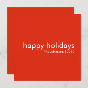 Happy Holidays   Red Modern Stylish Christmas Holiday Card