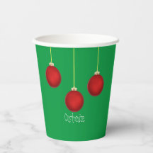 Happy Holidays Red Ornaments Paper cup