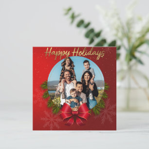 Happy Holidays Red Photo Christmas Holiday Card