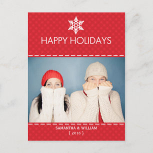 Happy Holidays Red Plaid Holiday Postcard