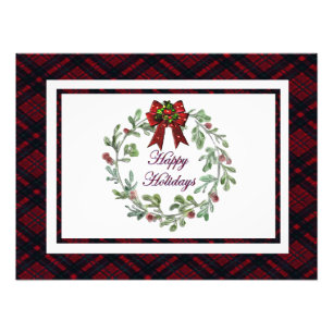 Happy Holidays Red Plaid Photo Print