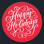 Happy Holidays Red Round Sticker<br><div class="desc">These Happy Holidays Red Round Stickers the perfect addition to a gift bag or other wrapping.</div>