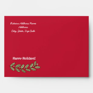 Happy Holidays. Red Stripe Pattern Christmas Envelopes