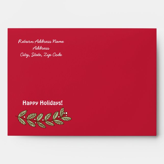 Happy Holidays. Red Stripe Pattern Christmas Envelopes (Front)