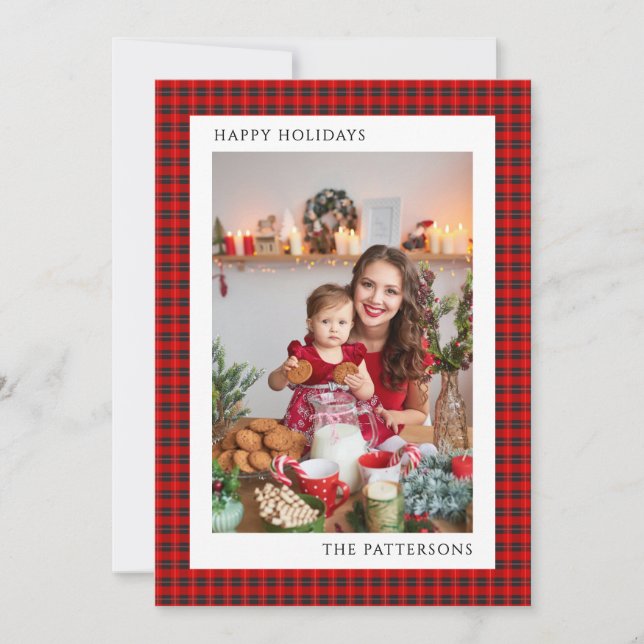 Happy Holidays Red Tartan Photo | Christmas (Front)