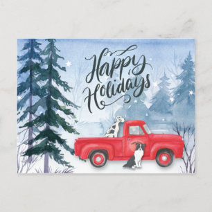 Happy Holidays Red Truck Dog Corporate Business Holiday Postcard