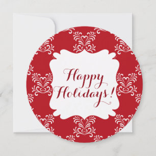 Happy Holidays Red & White Elegant Christmas Card