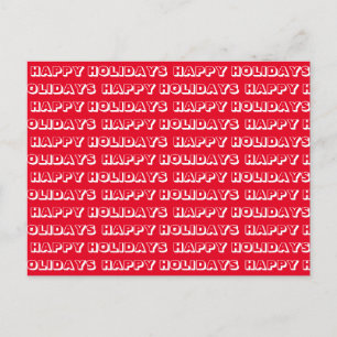 "Happy Holidays" red white Postcard