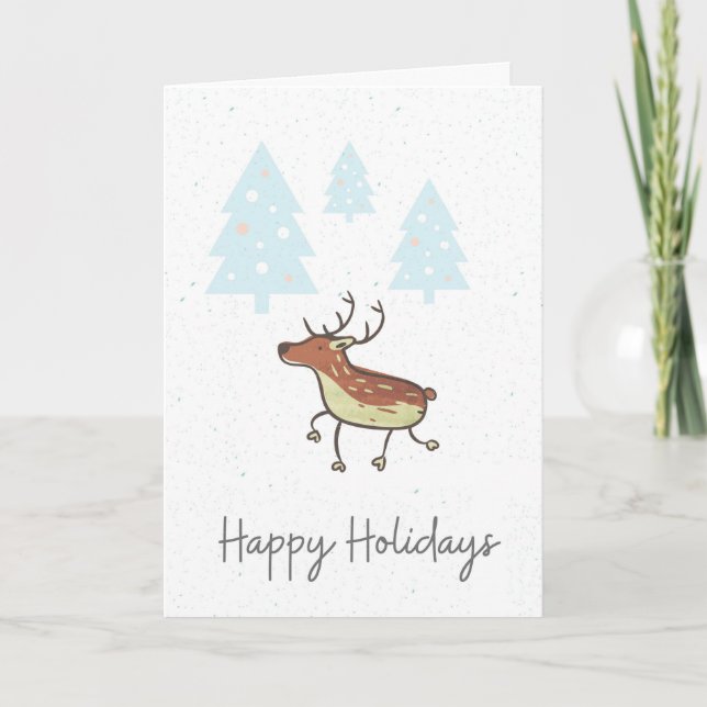 Happy Holidays Reindeer Card (Front)