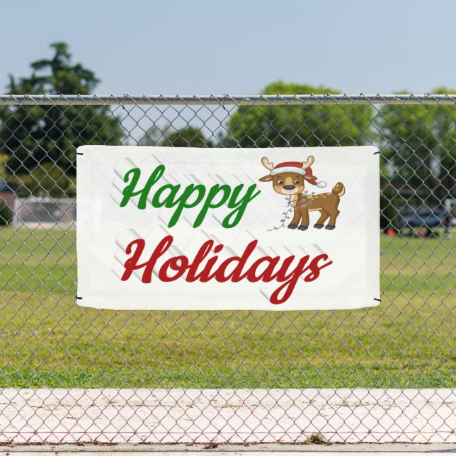 Happy Holidays Reindeer Christmas script  Banner (Insitu)