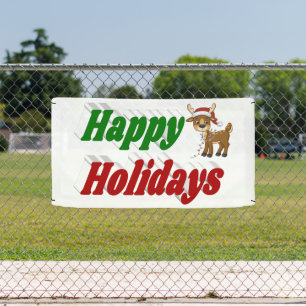 Happy Holidays Reindeer Christmas typography Banner
