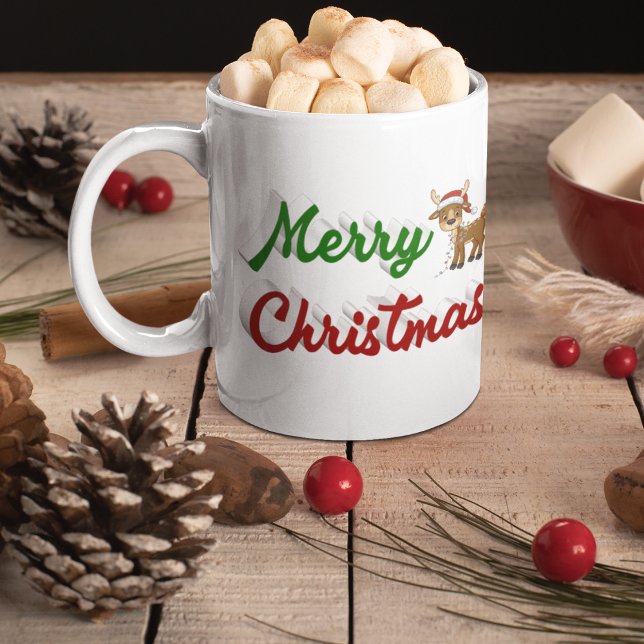 Happy Holidays Reindeer half script Christmas Coffee Mug (Creator Uploaded)