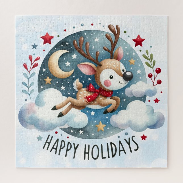Happy Holidays Reindeer Puzzle (Vertical)