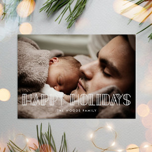 Happy Holidays Retro Art Deco Photo Christmas Holiday Card
