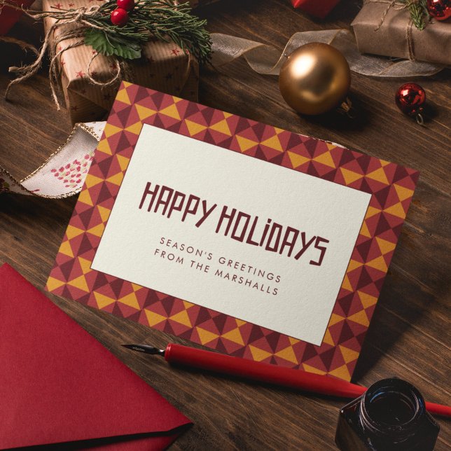 Happy holidays Retro mid century pattern Holiday Card (Creator Uploaded)