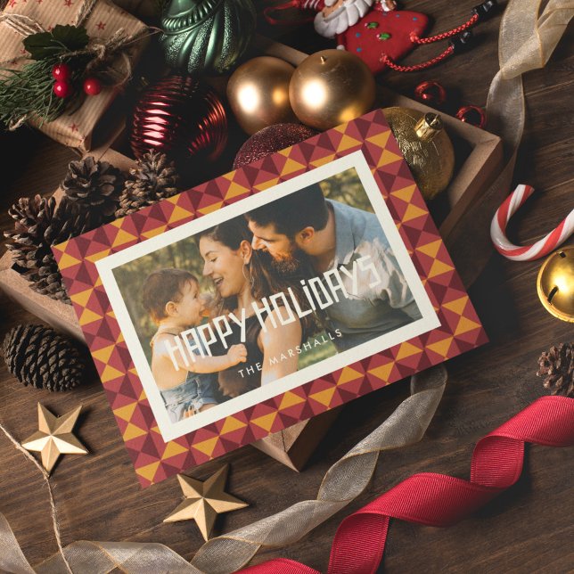 Happy Holidays Retro Mid Century Photo Holiday Card (Creator Uploaded)