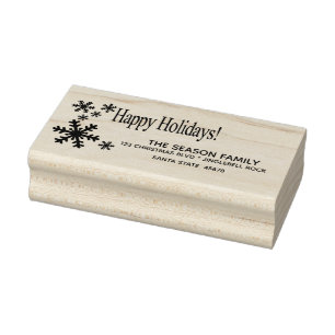 Happy Holidays return address Rubber Stamp