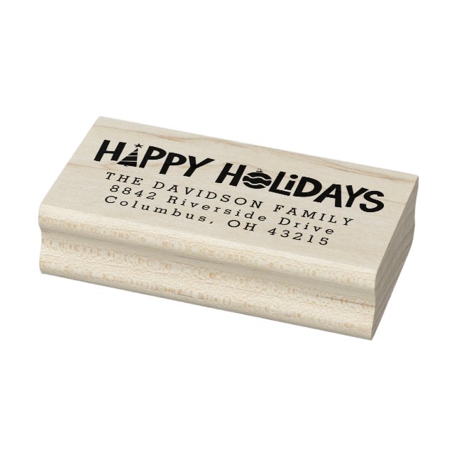 Happy holidays return address stamp (Stamp)