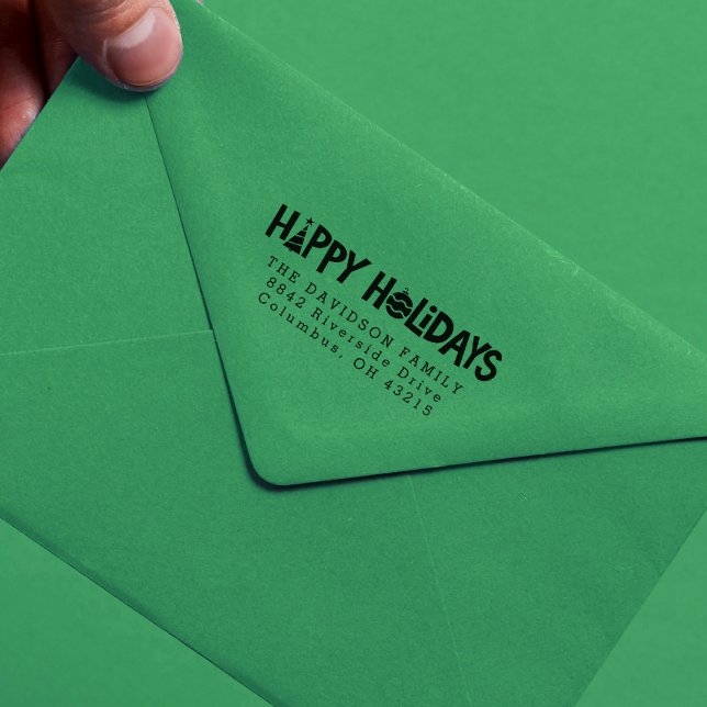 Happy holidays return address stamp (Creator Uploaded)