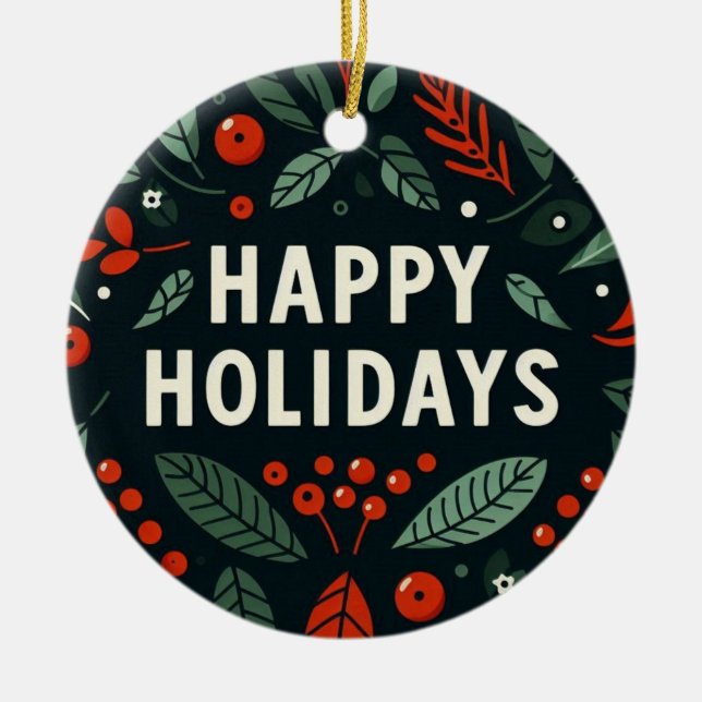 Happy Holidays Rigged Tree Joke Ceramic Ornament (Front)