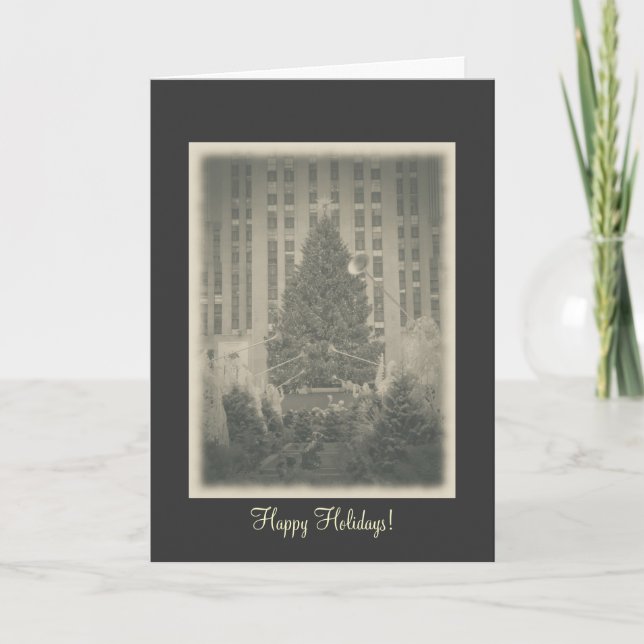 Happy Holidays - Rockefeller Centre Vintage Style Holiday Card (Front)