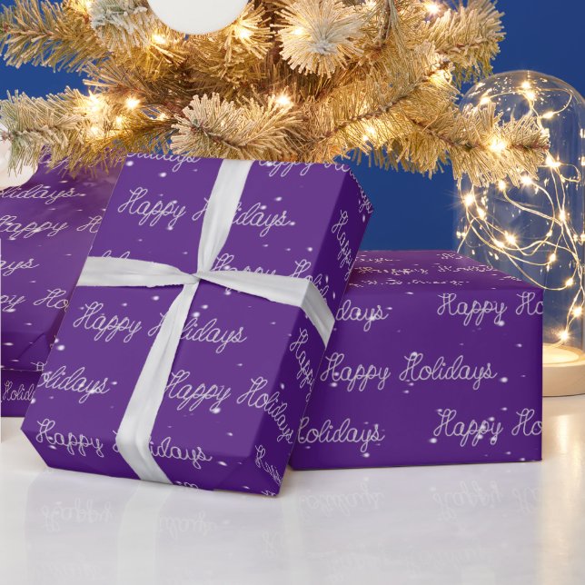 Happy Holidays Rope Text and Snowflakes Wrapping Paper (Holidays)