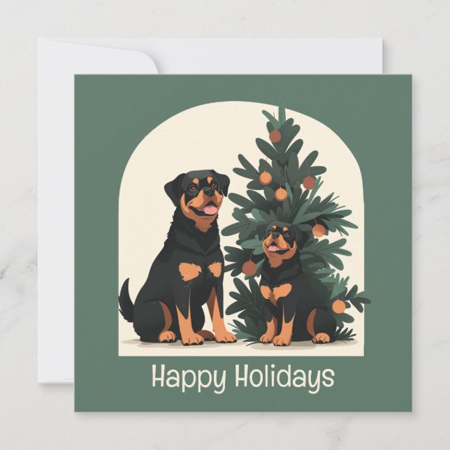 Happy Holidays Rottweiler Dogs Invitation (Front)