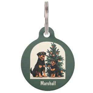 Happy Holidays Rottweiler Dogs Pet Tag