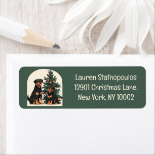 Happy Holidays Rottweiler Dogs Return Address Label