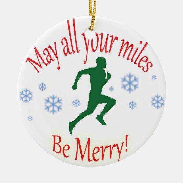 Happy Holidays Runners! Ceramic Ornament (Front)
