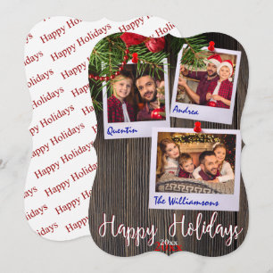 Happy Holidays Rustic Bulletin Board Fancy Photo Invitation