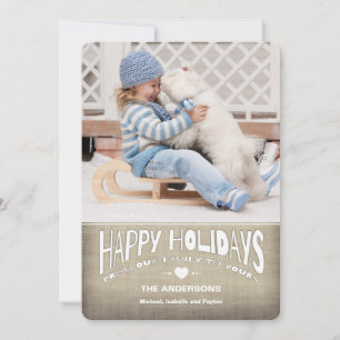 Happy Holidays Rustic Burlap Photo Greeting Holiday Card