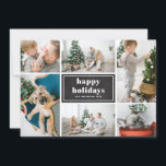 Happy Holidays Rustic Chalkboard Photo Collage Holiday Card<br><div class="desc">Happy Holidays! Send holiday wishes and greetings with this rustic and stylish holiday photo card. It features retro bold typography with diagonal stripes pattern on faux chalkboard. Personalise by adding your favourite photos, greeting, names and other details. The texts are fully editable. Available as a flat card, folded card and...</div>