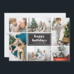 Happy Holidays Rustic Chalkboard Photo Collage Holiday Card<br><div class="desc">Happy Holidays! Send holiday wishes and greetings with this rustic and stylish holiday photo card. It features retro bold typography with diagonal stripes pattern on faux chalkboard. Personalise by adding your favourite photos, greeting, names and other details. The texts are fully editable. Available as a flat card, folded card and...</div>