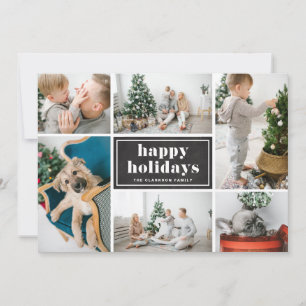 Happy Holidays Rustic Chalkboard Photo Collage Holiday Card