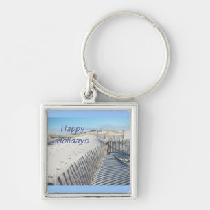 Happy Holidays Sand Dunes and Fences Key Ring