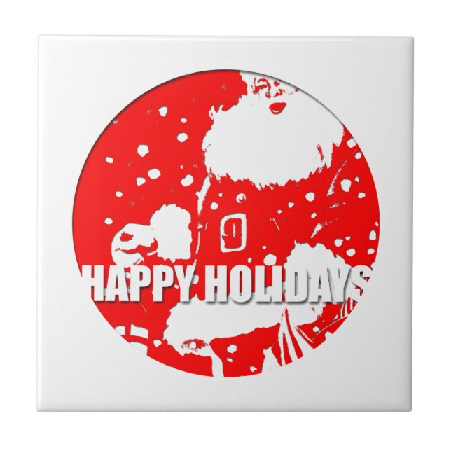 Happy Holidays - Santa Claus - Ceramic Tile (Front)