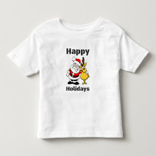 Happy Holidays Santa Claus Reindeer Hug Toddler T-Shirt