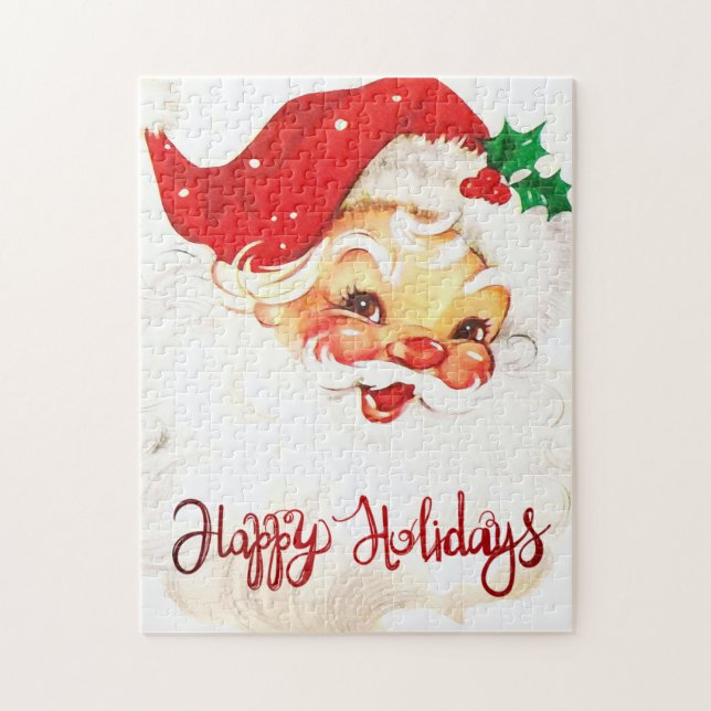 Happy Holidays,Santa Claus Retro Jigsaw Puzzle (Vertical)