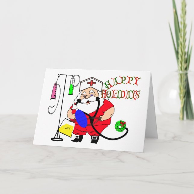 HAPPY HOLIDAYS SANTA NURSE HOLIDAY CARD (Front)