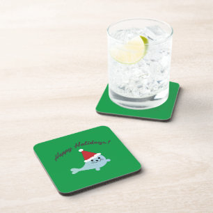 Happy Holidays Santa Seal Coaster