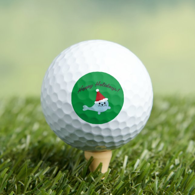 Happy Holidays Santa Seal  Golf Balls (Insitu Tee)