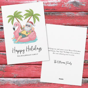 Happy Holidays Santa Tropical Beach Christmas Holiday Card