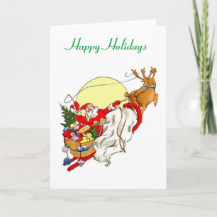 Happy Holidays Santa's Sleigh Christmas Card