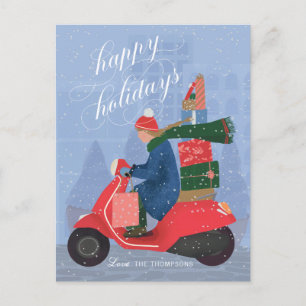 Happy Holidays Scooter Non-Photo Holiday Postcard
