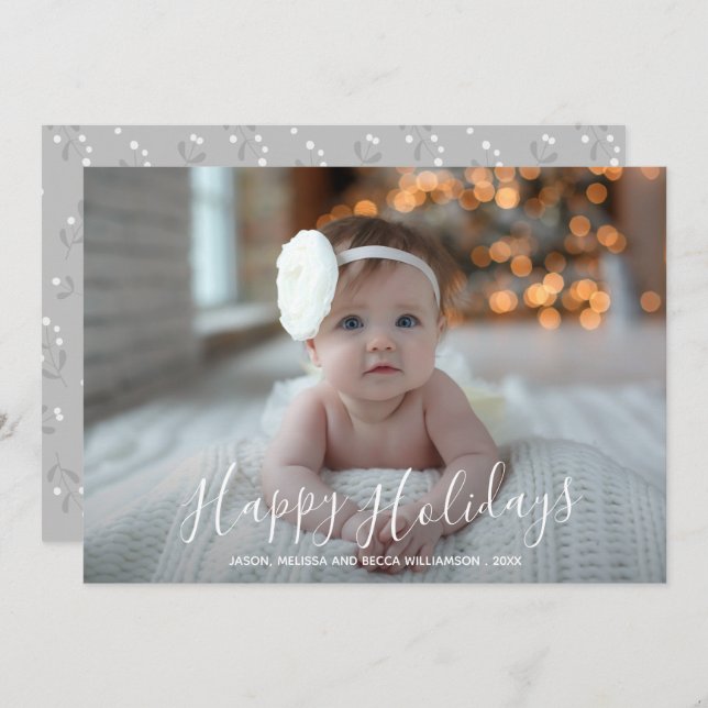 Happy Holidays Script Christmas Photo Holiday Card (Front/Back)
