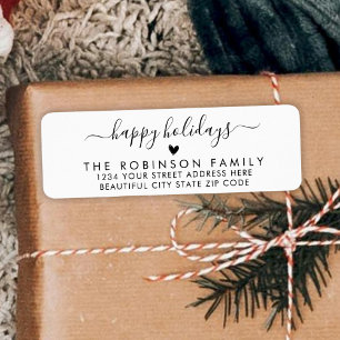 Happy Holidays Script Christmas Return Address Label