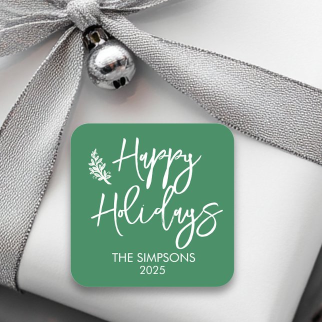 Happy Holidays Script Modern Minimalistic Square Sticker (Creator Uploaded)