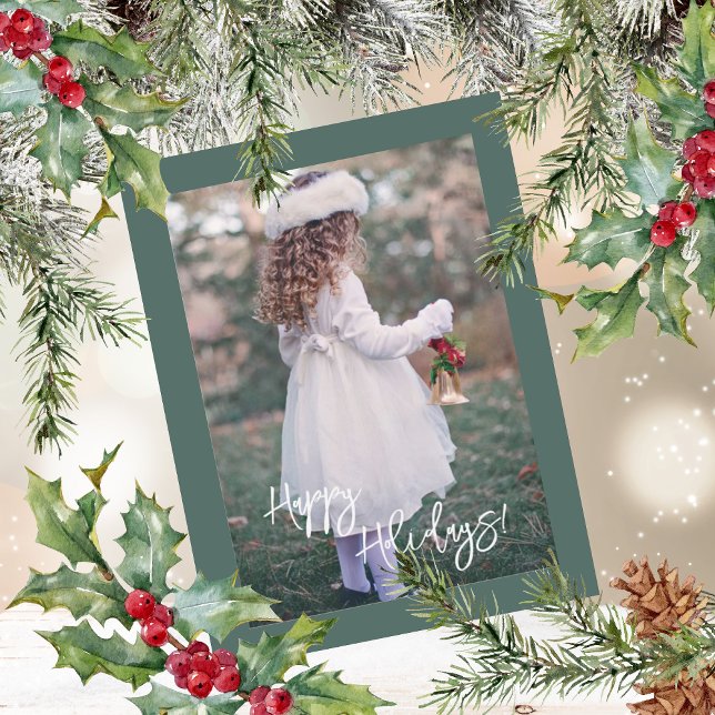 Happy Holidays Script Photo Christmas Holiday Card (Creator Uploaded)