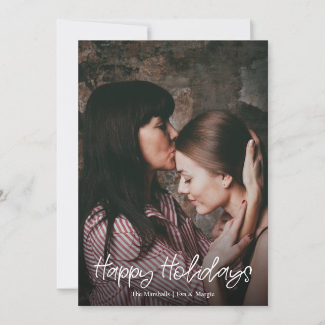 Happy Holidays Script Photo Overlay  Holiday Card (Front)